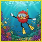 A molecule scuba diving.